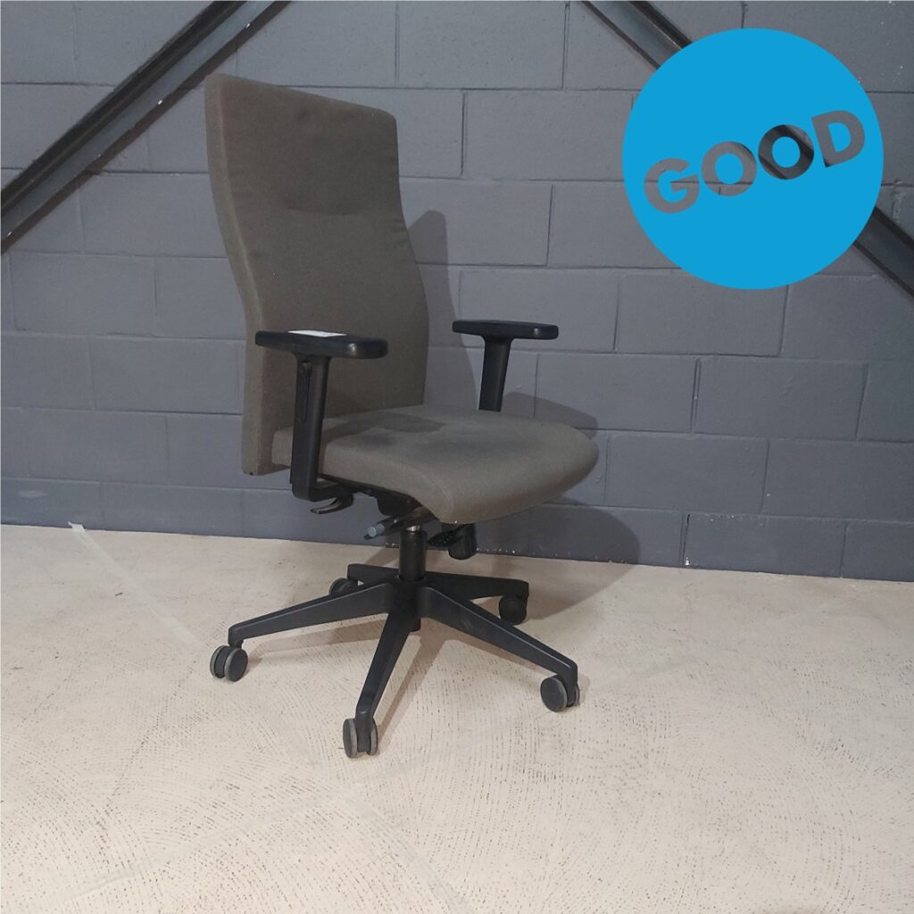 Used Operators Chair Daupine H/B Grey Seat Slide 3D Arms