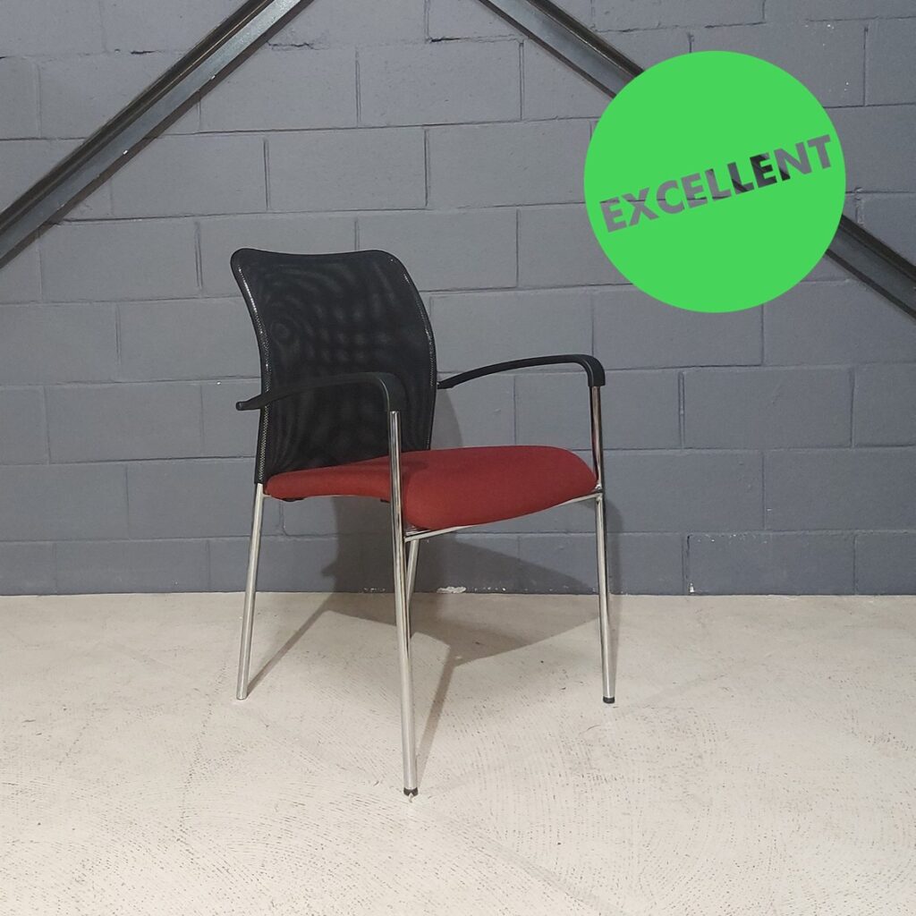 Used Armchair Mesh Chrome Frame Burgundy Contract