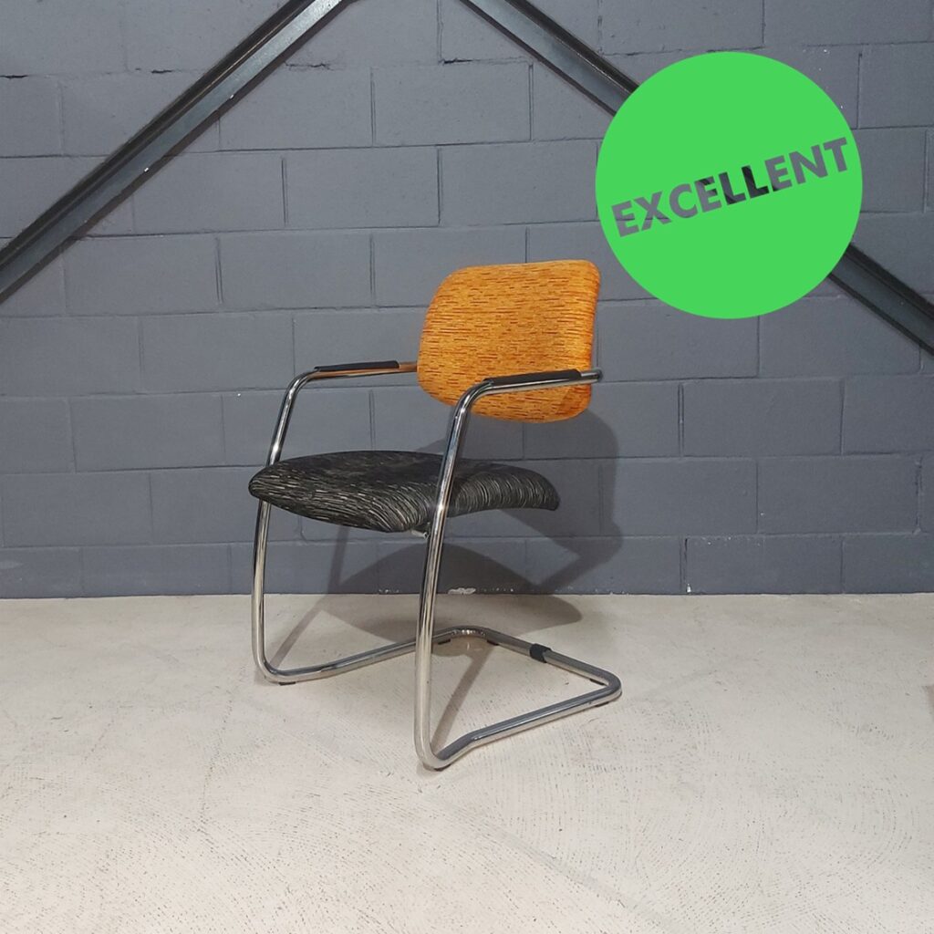 Used Armchair Integral Chrome Frame Orange Back Black Seat