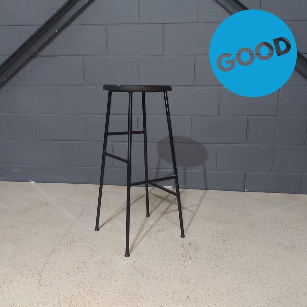 Used Barstool Black Wooden Seat