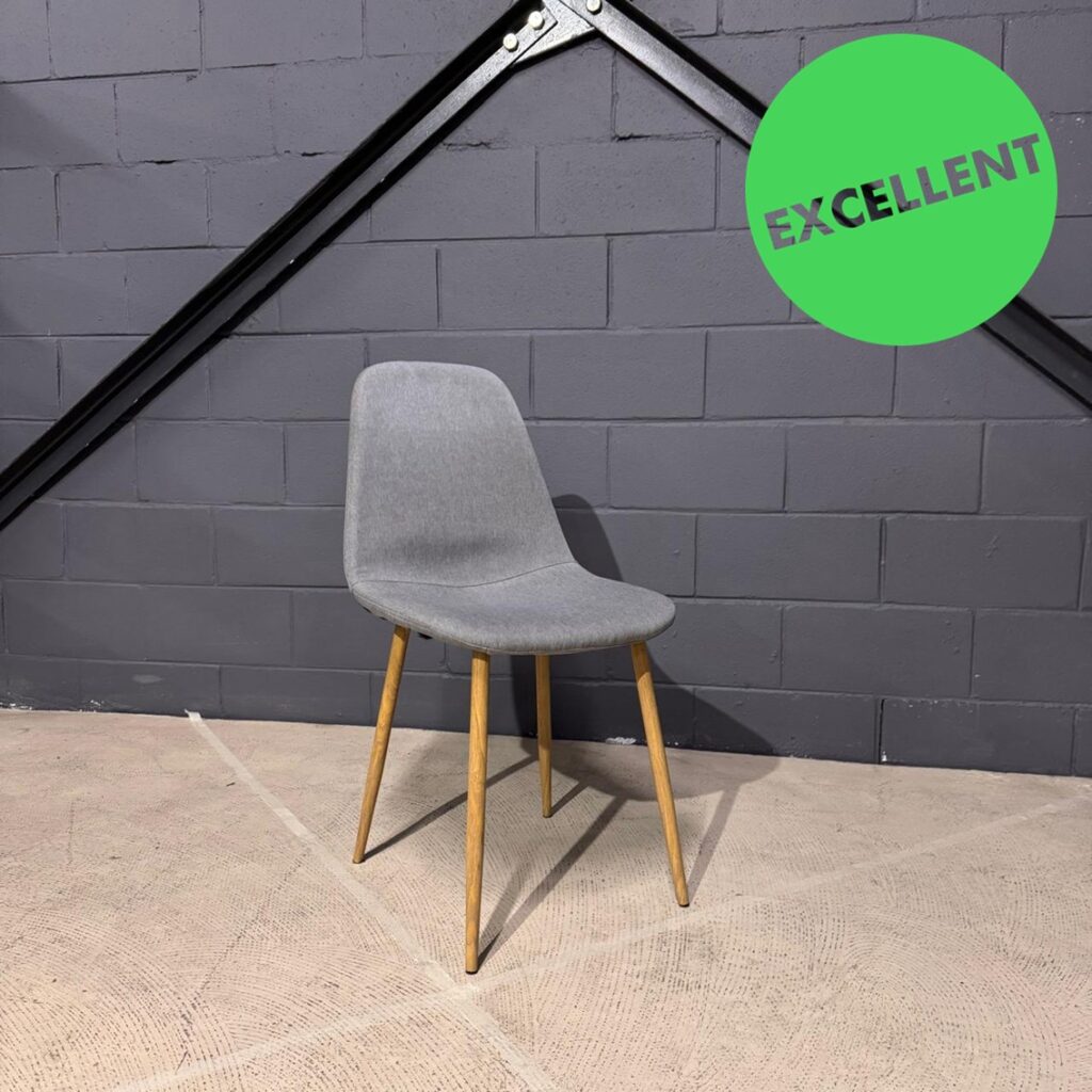 Used Dining Chair Grey Fabric Wood look legs