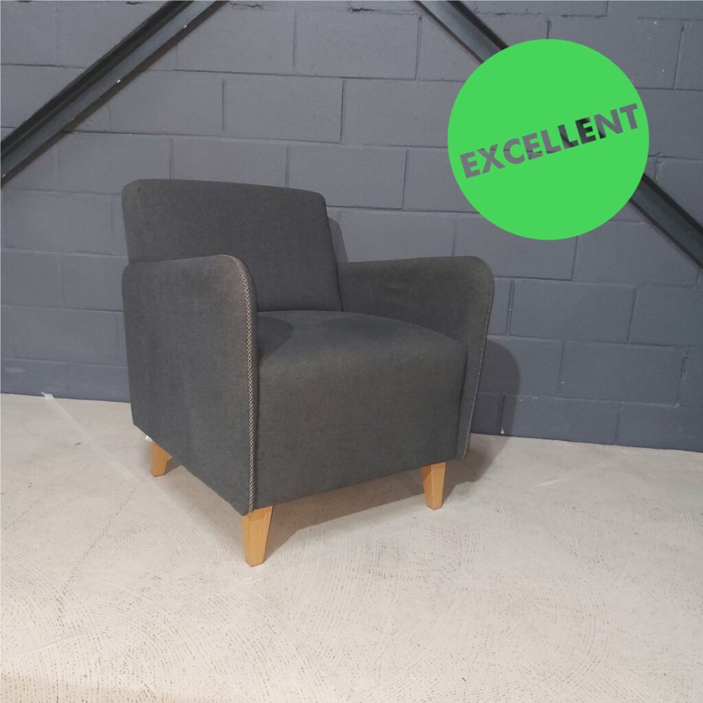 Used Armchair Grey Fabric Maple Legs
