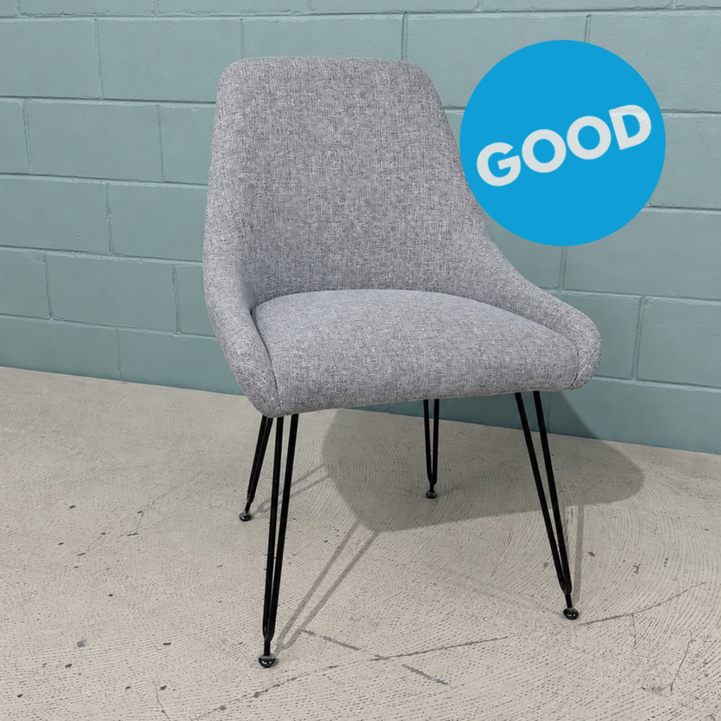 Used Dining Chair fully upholstered in Grey & Black Steel Legs