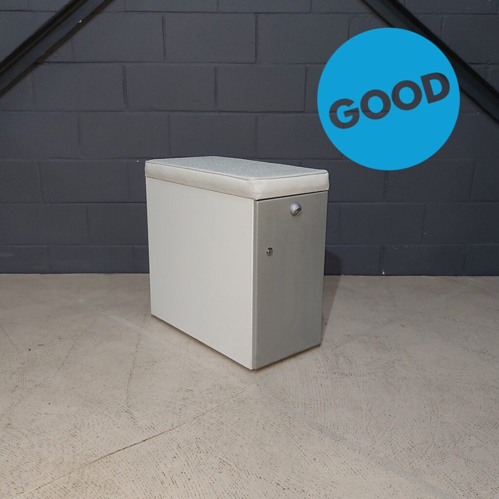 Used Mobile Pedestal Slimline Hinged Door with Seat White & Silver