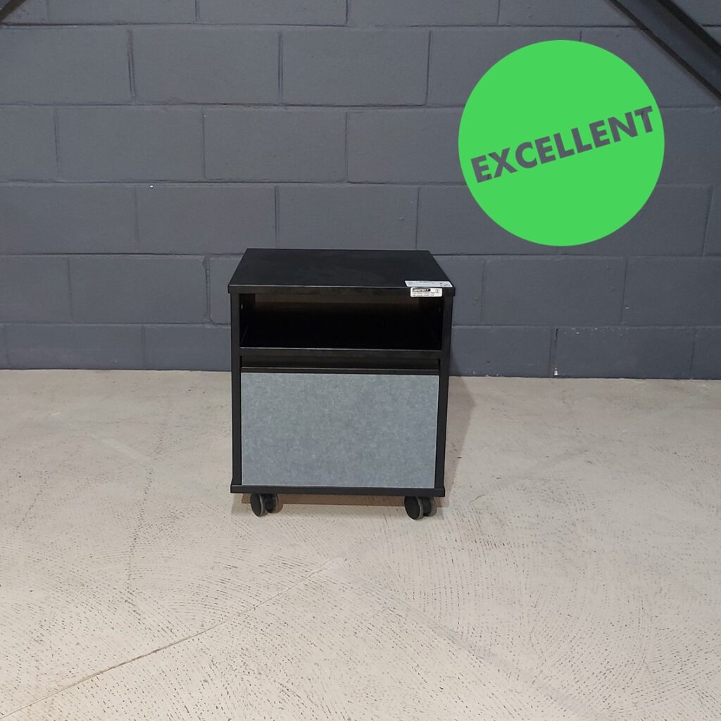 Used Mobile Pedestal Open with deep drawer. Black & Charcoal