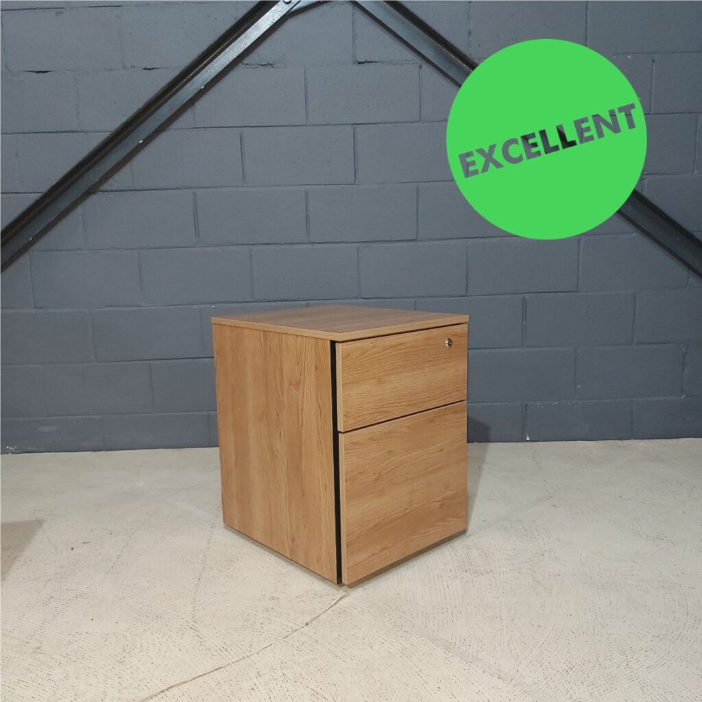 Used Mobile Pedestal 1 Drawer and Filing Drawer Harvard Cherry